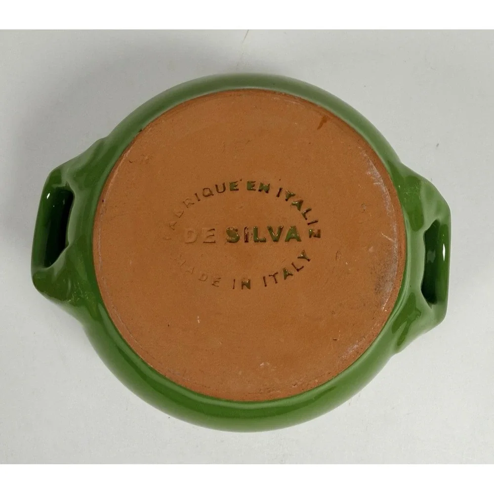 De Silva Set Of Two Italian Terracotta Glaze Bowls with Handles 5 Inches